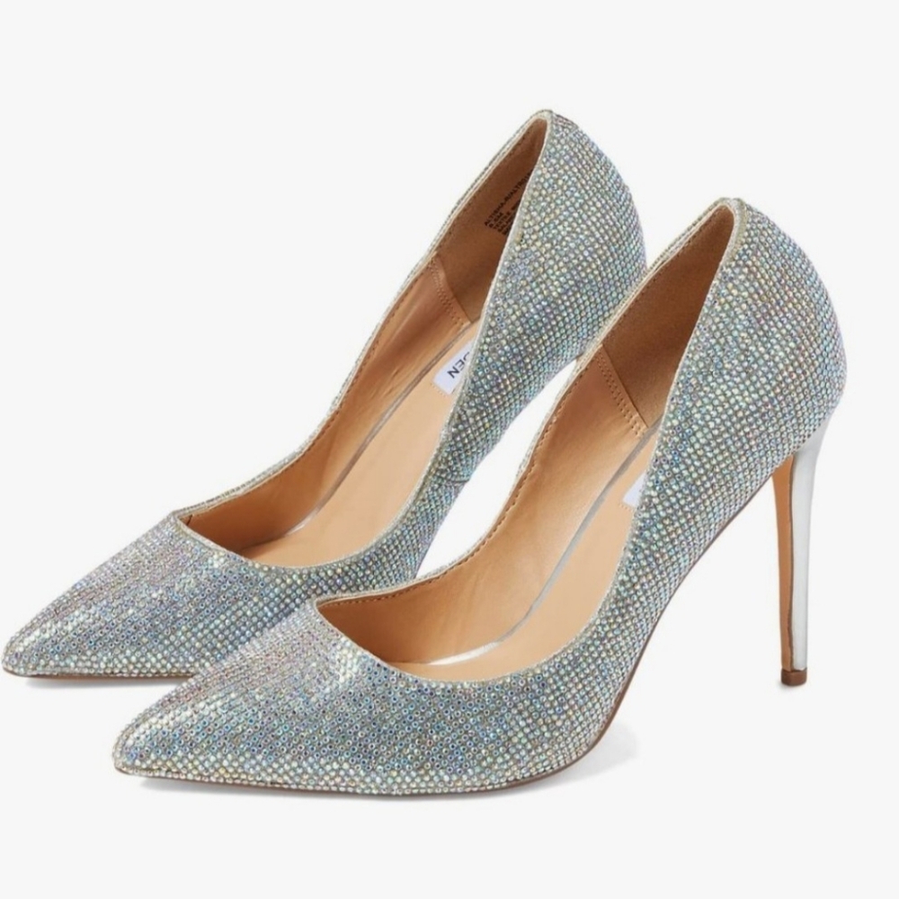 Steve Madden Rhinestones High Holiday Festive Party birthday heels Size 9.5